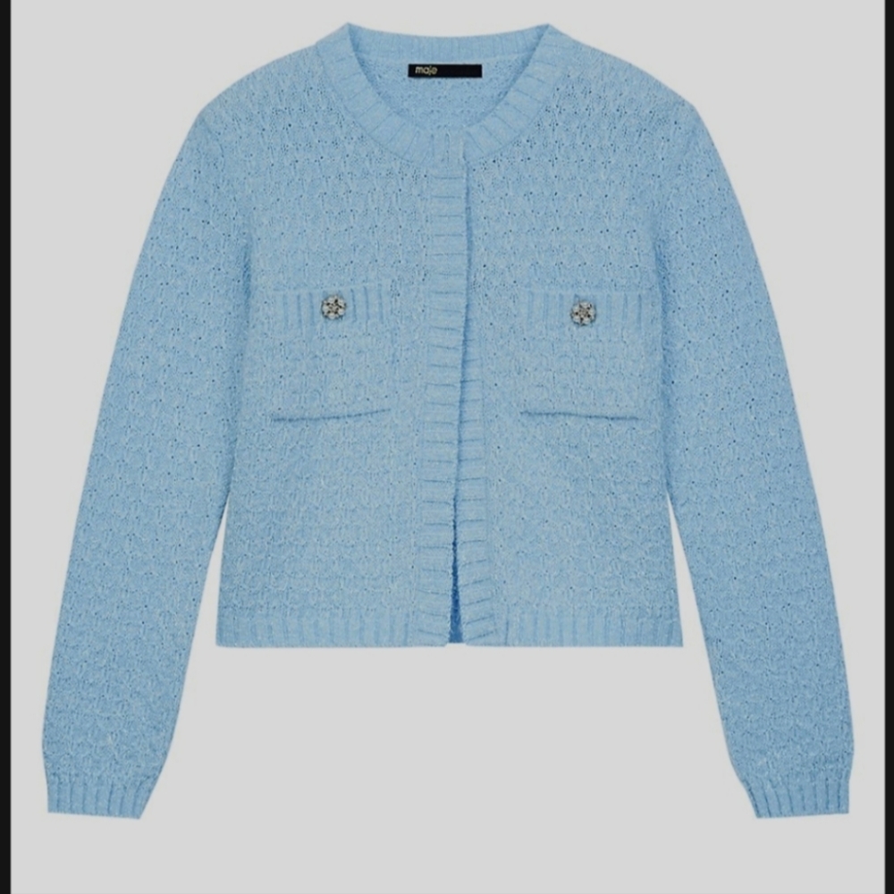 MAJE MARGUERITE CARDIGAN BLEU CIEL